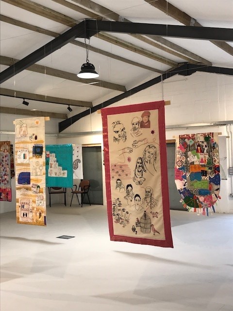 An exhibition of embroidered panels made by Sambhali Trust and sewn together by local sustainability champion Jenny Morisetti and a small group of designers.